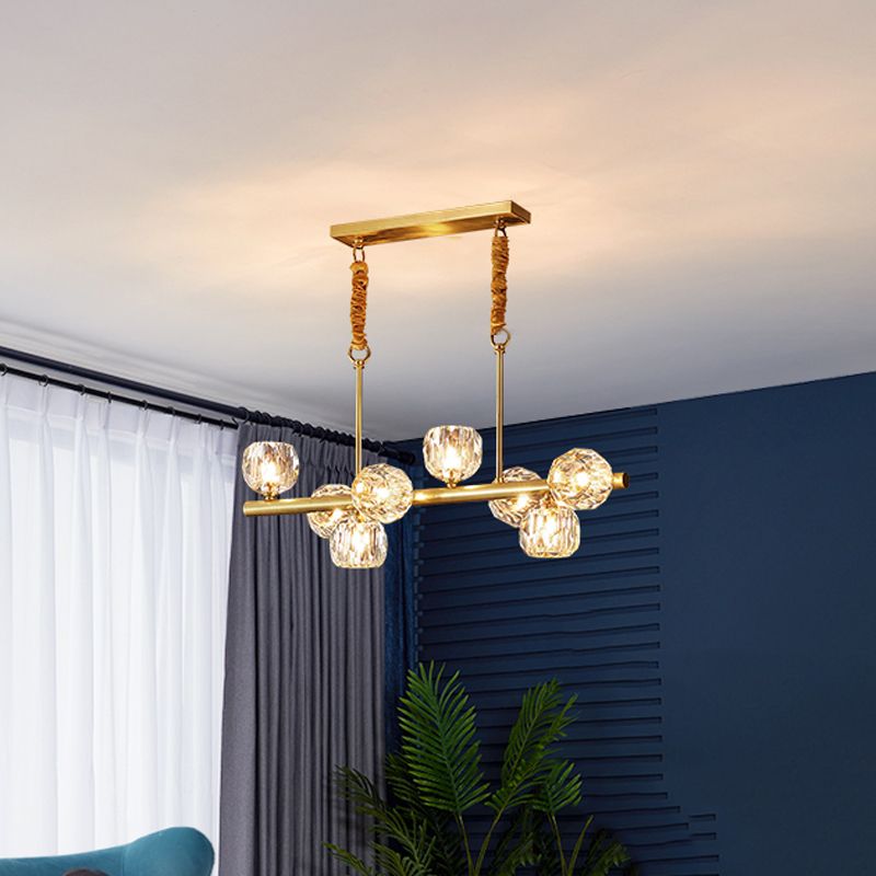 Crystal Round Shape Chandelier Light Modern Multi Lights Chandelier Light Fixture in Gold