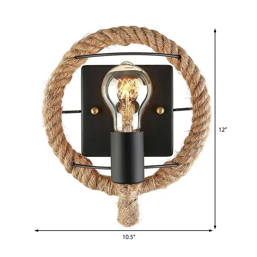 Beige One Light Donce Light Industrial Rope Round/Oval Shade Lighting Lighting Fexture para comedor