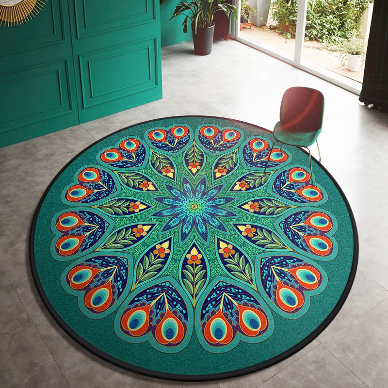 Multi Color Door Rug Moroccan Floral Area Carpet Synthetics Anti-Slip Stain Resistant Pet Friendly Rug