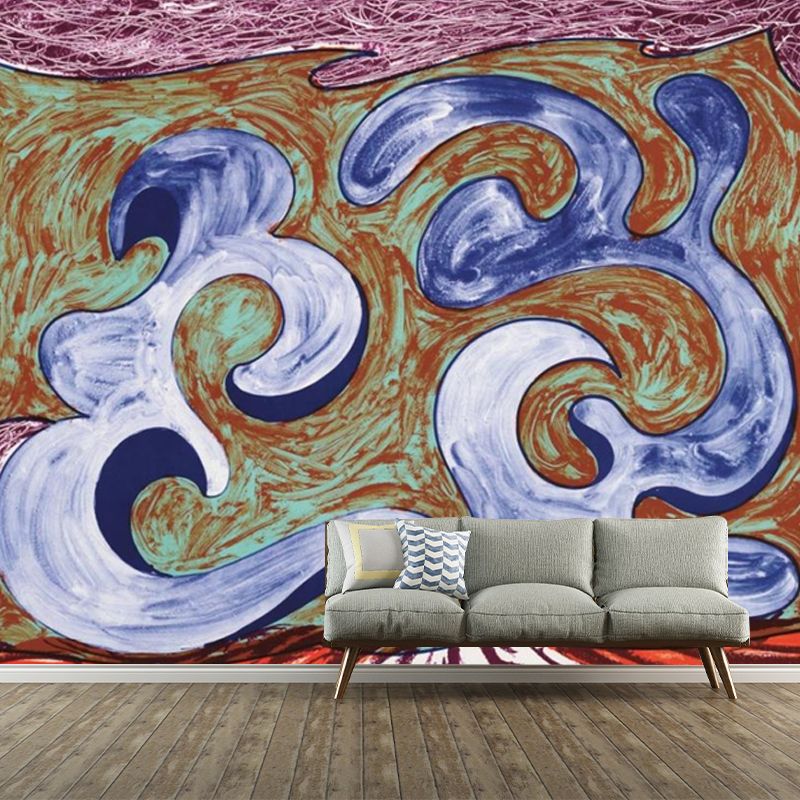 Hockney Rampant Painting Murals in Purple-Blue Modern Art Wall Decoration for Home