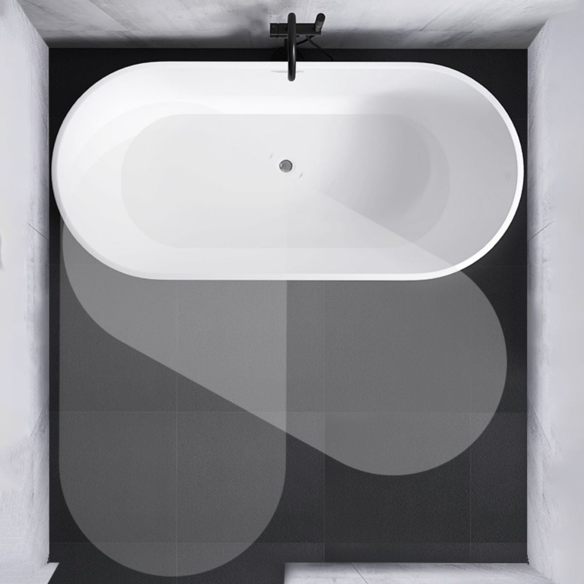 Modern White Stand Alone Bathtub Oval Acrylic Soaking Bathtub without Holes