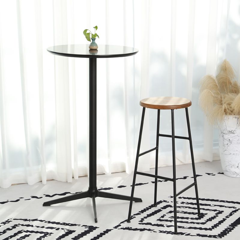 Contemporary Metal Legs Solid Wood Indoor Bar Stool with Footrest