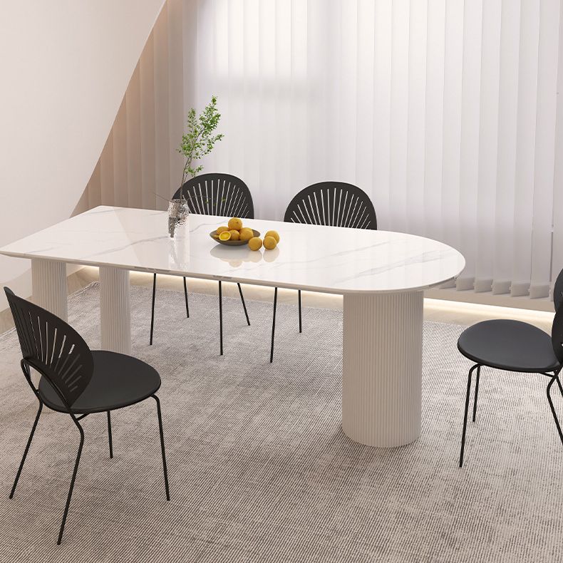 Contemporary Dining Table Stone Top Dining Table with 3 Legs