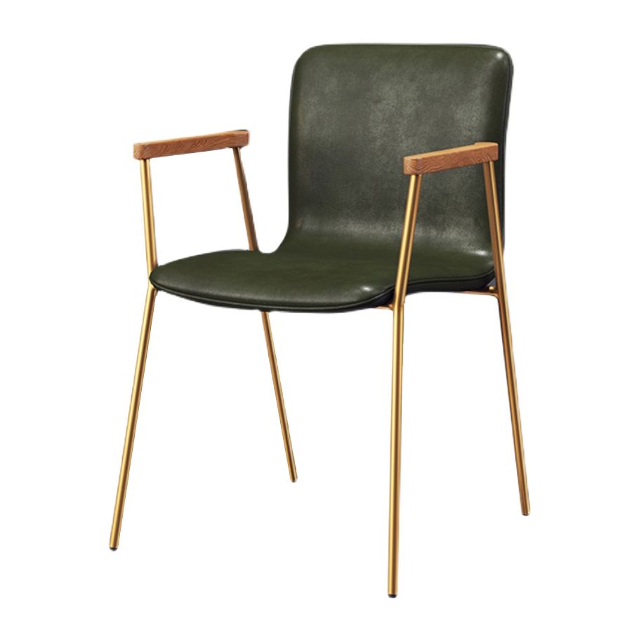 Industrial Style Leather Dining Side Chairs Solid Back Armless Chairs for Home Use