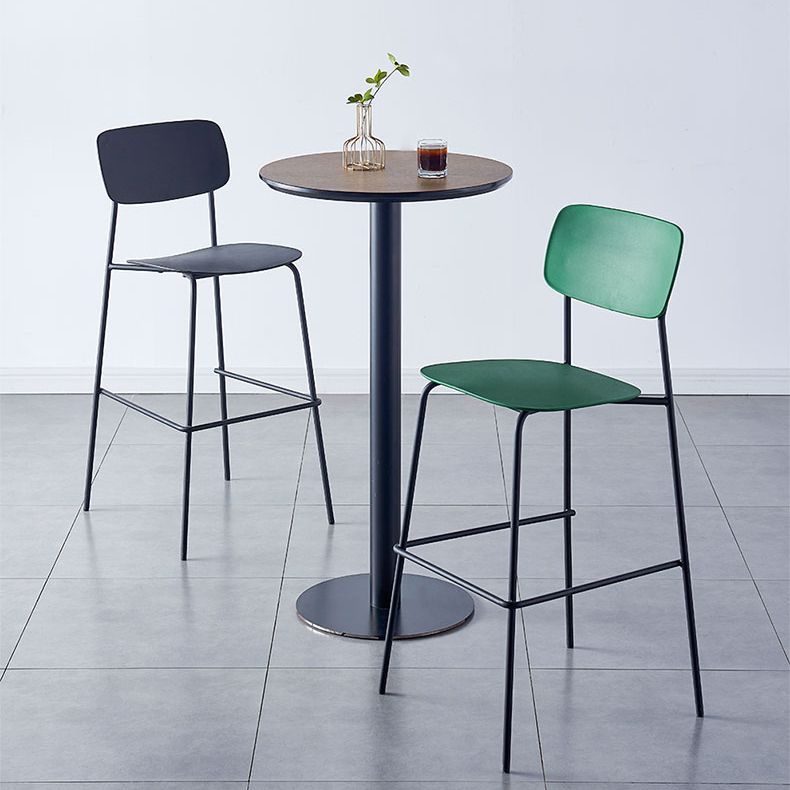 Modern Backrest Armless Counter Stool Iron Pub Stool with Plastic Cushion