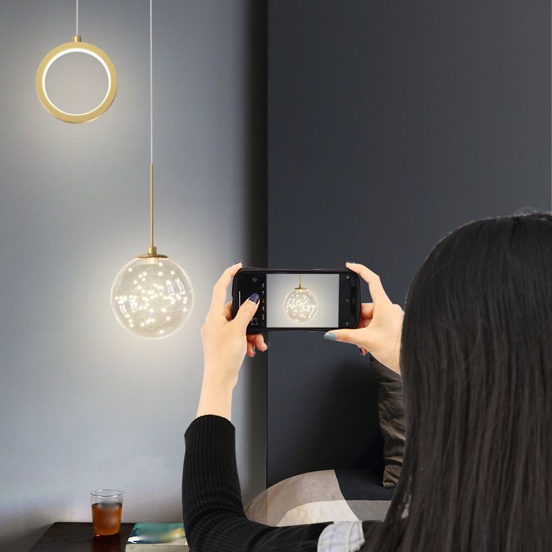 Luces colgantes esféricas de estilo contemporáneo de accesorios de iluminación colgante de metal