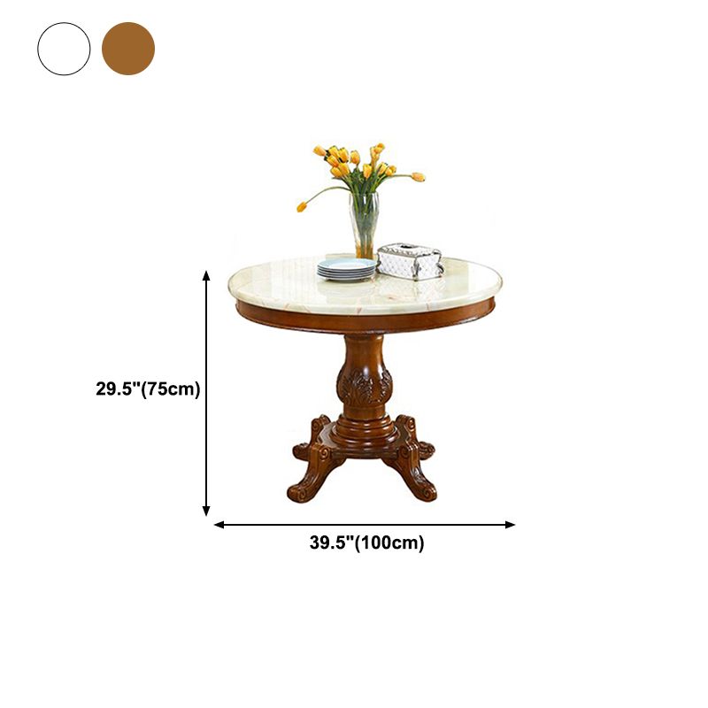 Round 4 Legs Victorian Style Dining Table Sintered Stone Fixed Table for Kitchen