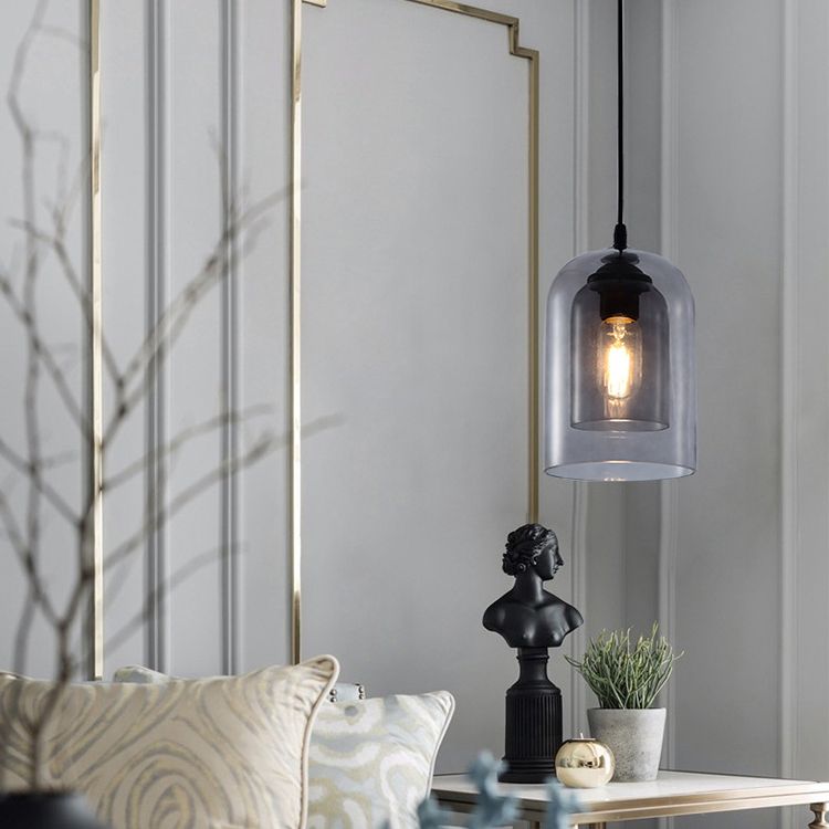 Doppelglas Hängelampe im modernen kreativen Stil Iron Bell Anhänger Licht für Esszimmer