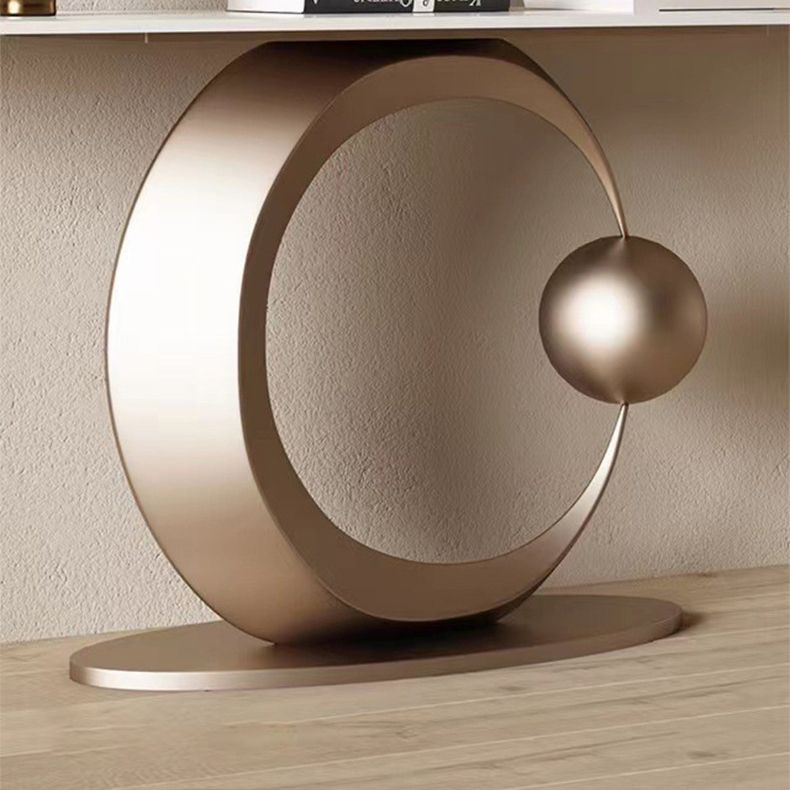 Glam Rectangle Accent Table Stone Console Sofa Table for Hall