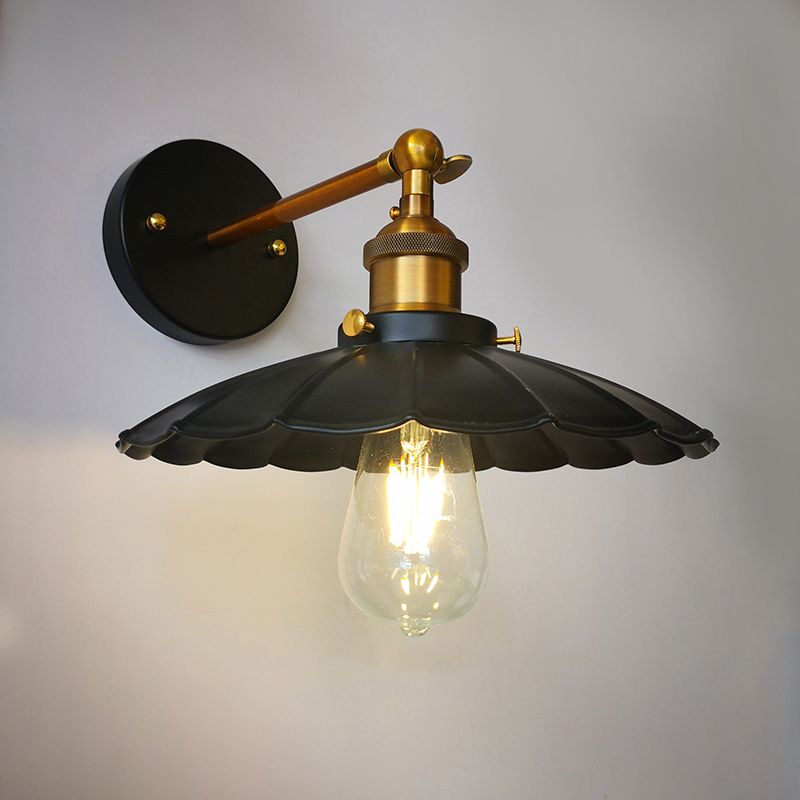 Kegelwandleuchte Lampenleuchte Industriellen Eisen 1-Licht-Wandmontageleuchte in Schwarz