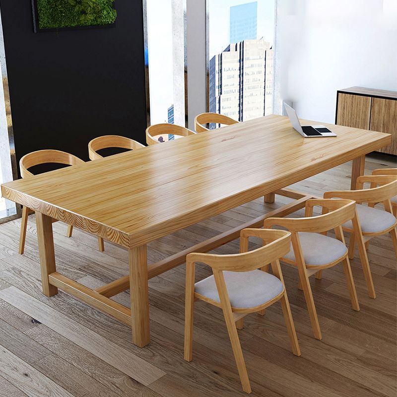 Mesa de comedor industrial de madera maciza mesa de madera con base de caballete