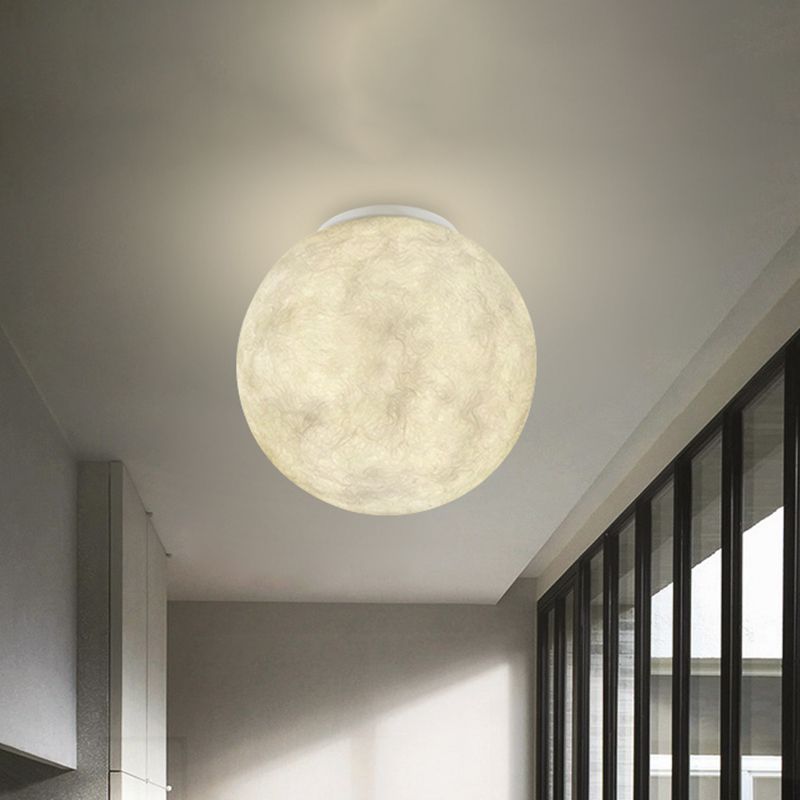 Ball Moon Glass Flush Mounted Light Modern 1 Light White Flush Ceiling Lamp Fixture for Balcony