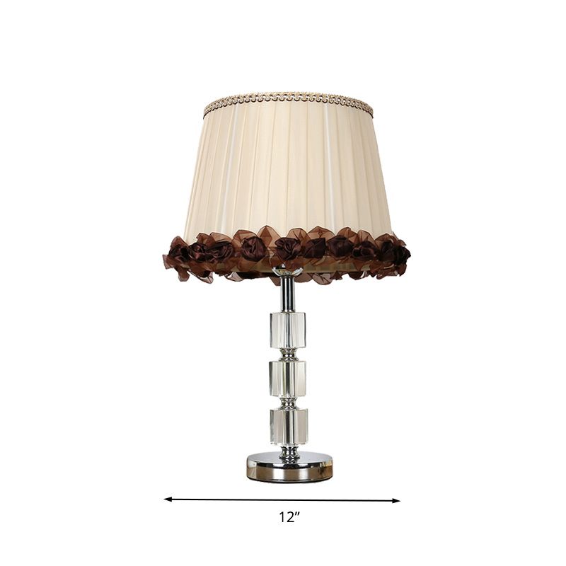 Minimalism Barrel Night Lamp Single Light Clear Crystal Table Light in Beige for Living Room