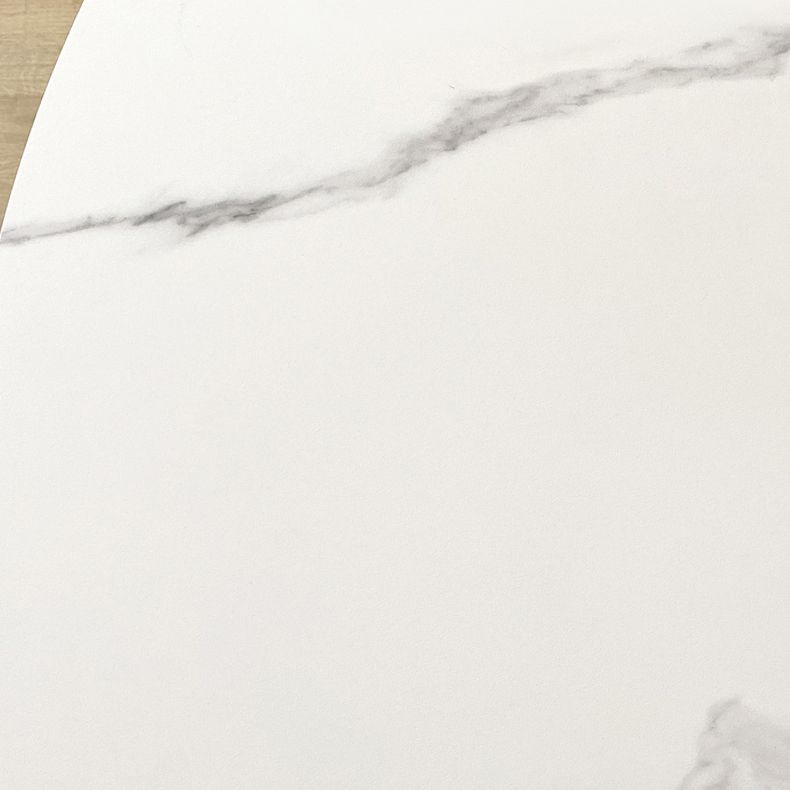 29.13''h zeitgenössische runde Esstisch Sintered Stone Tisch mit 4 schwarzen Metallbeinen