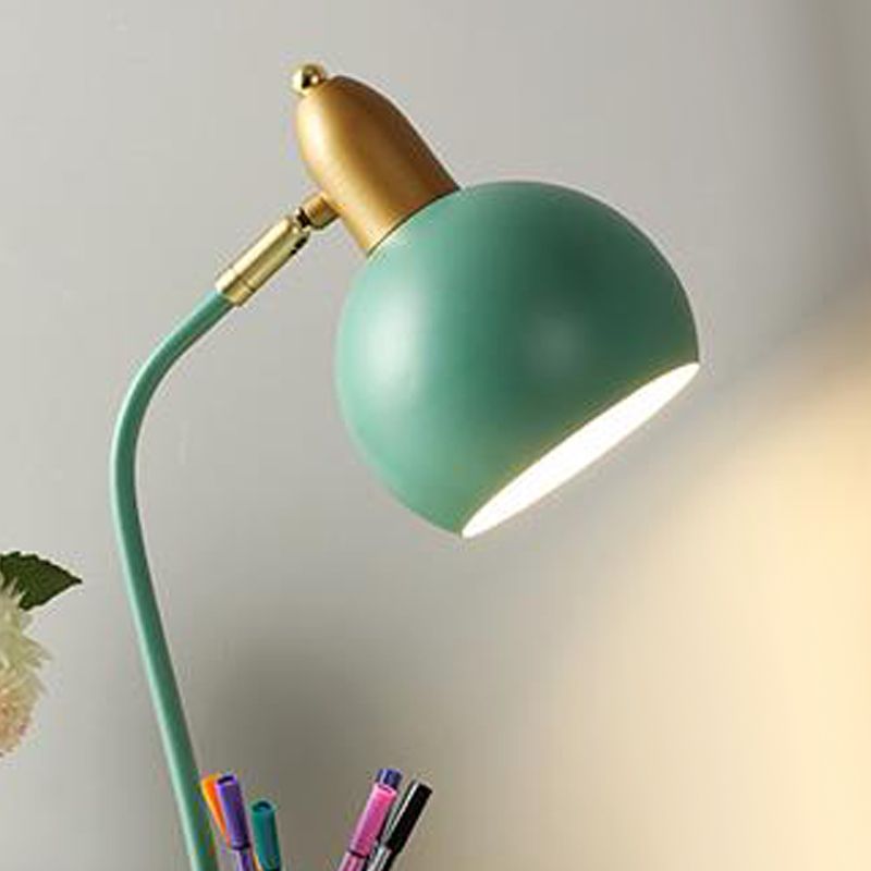 Macaroon Metal Table Light Bell 1-Light Bedroom Nightstand Lamp with Pen Container