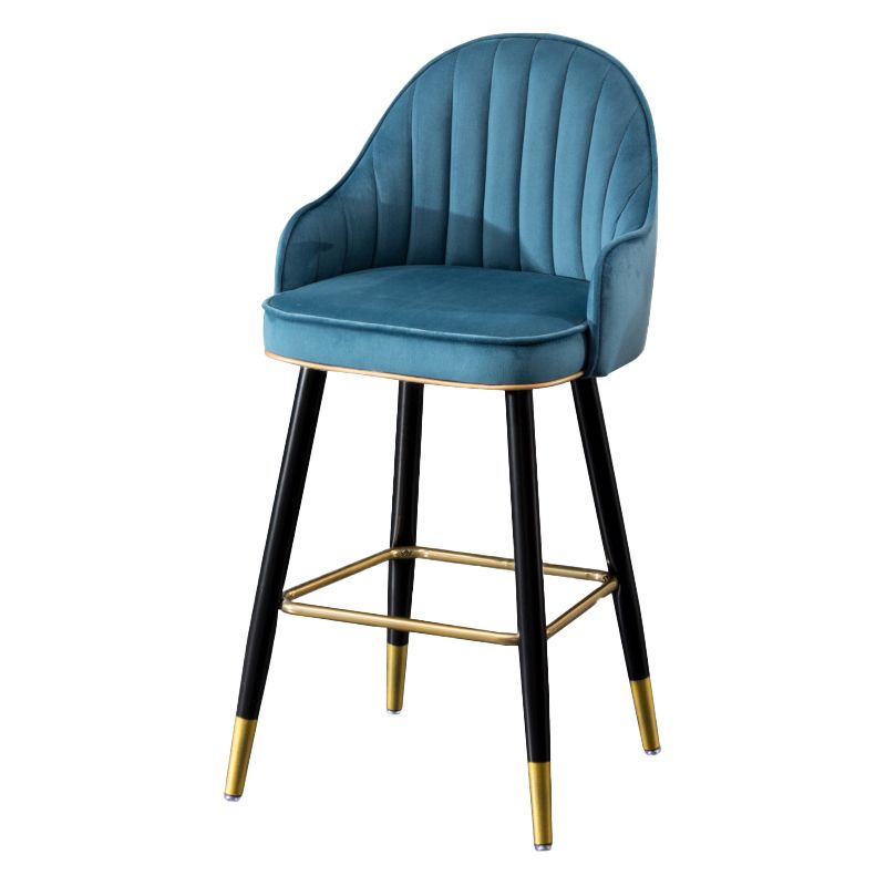 Scandinavian Restaurant Armed Stool Matte Finish Velvet Barstool