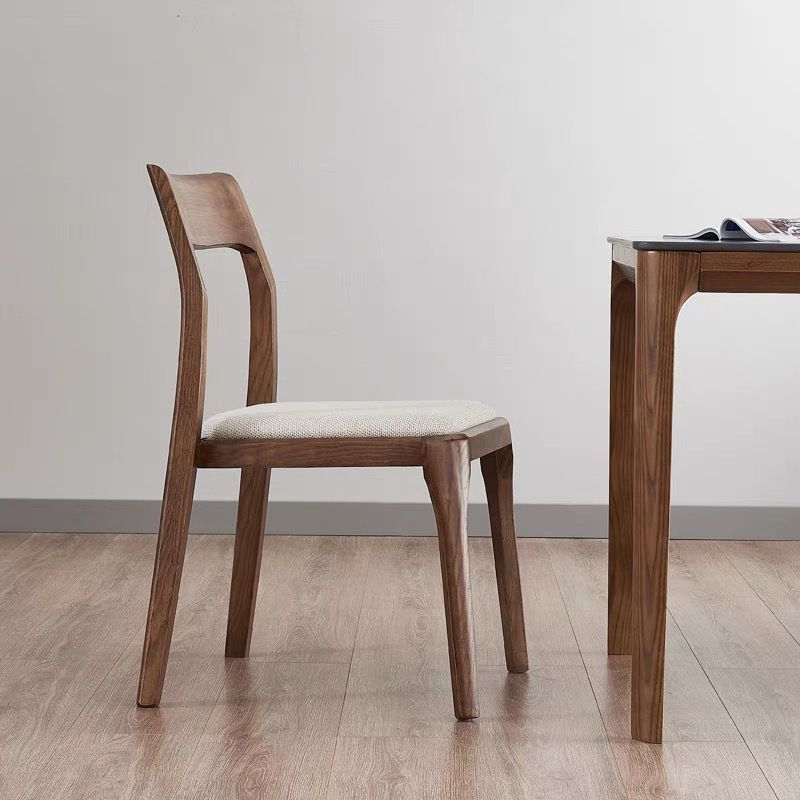 Modern Solid Wood Side Chair Open Back Dining Side Chair with Solid Wood Legs
