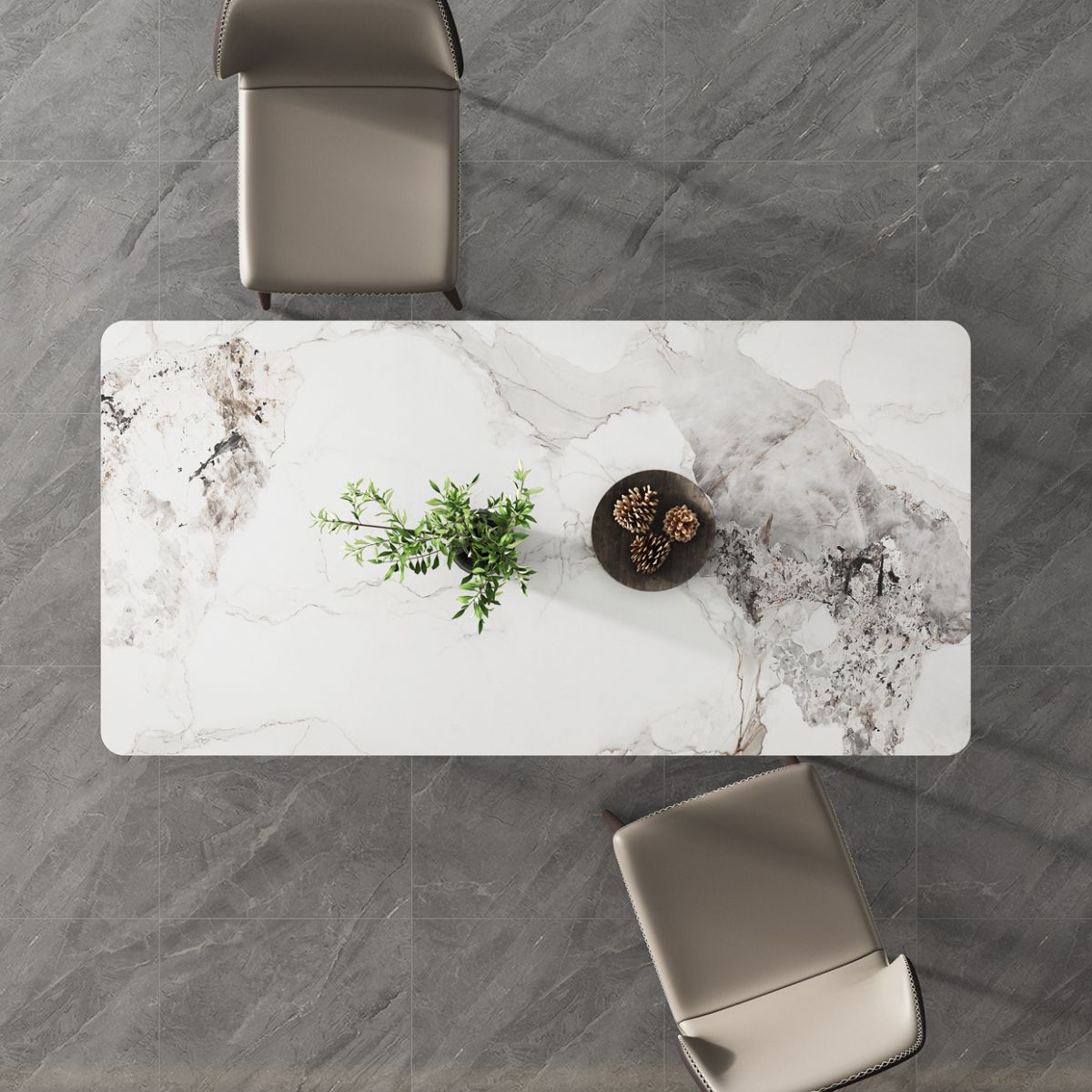 Rectangle 4 Legs Dining Table Modern Sintered Stone Dining Room Table