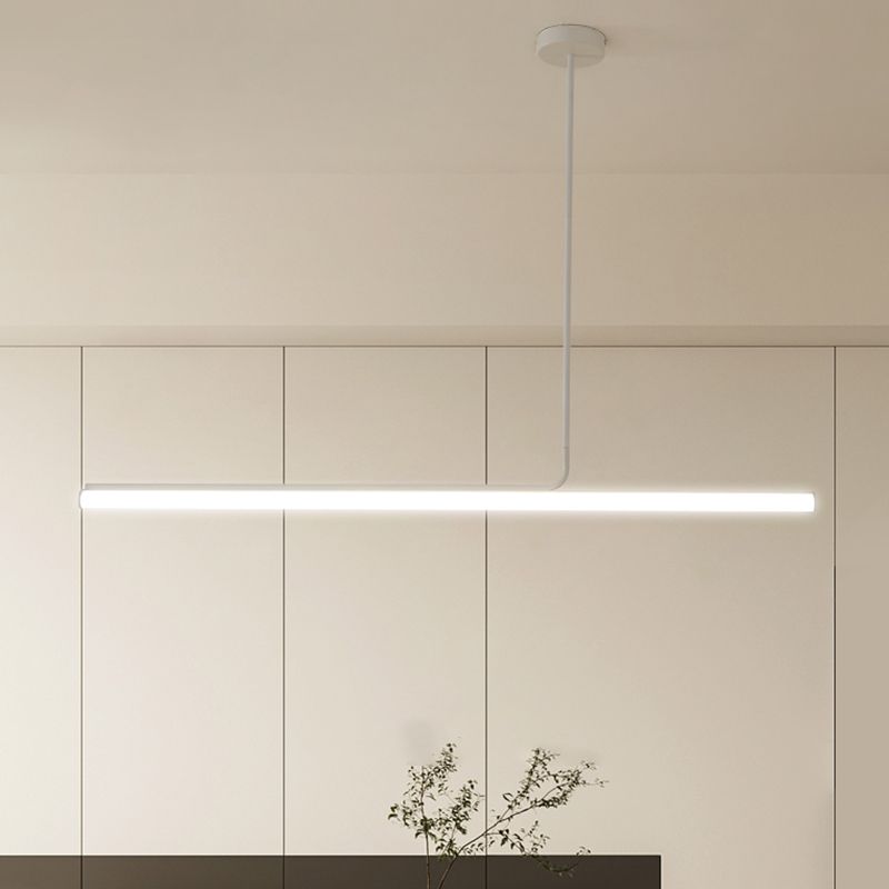 Modern Aluminum Pendant Lighting Linear Shape Hanging Light Fixtures in Black and White
