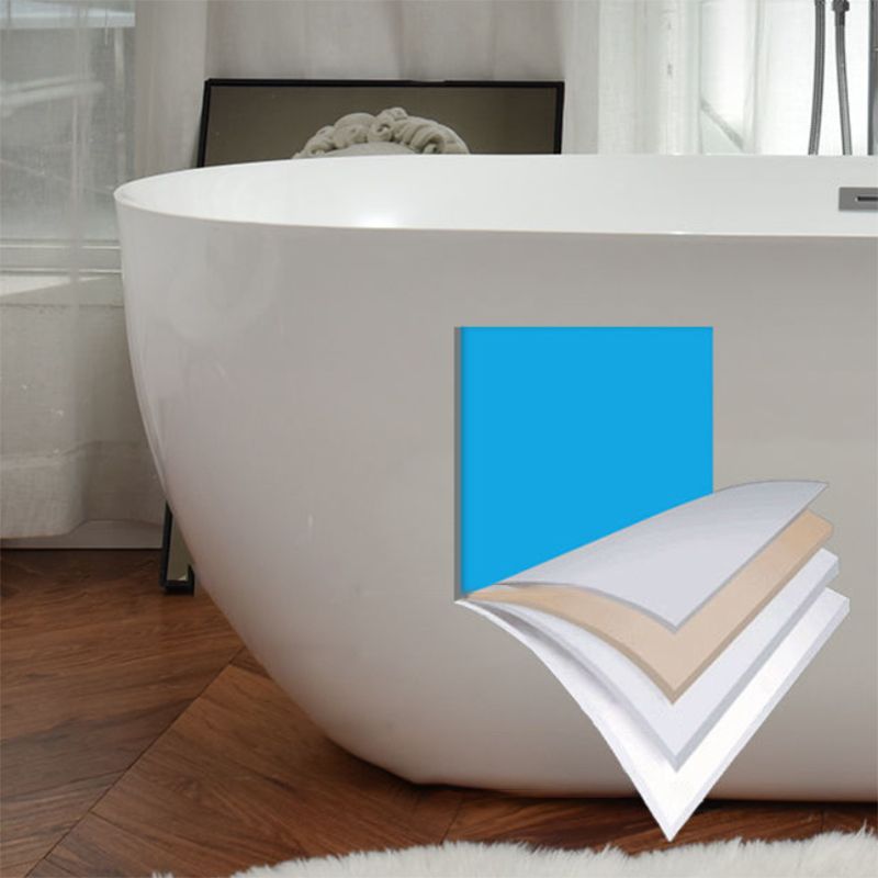 Freestanding Acrylic Bathtub White Modern Center Back to Wall Bath