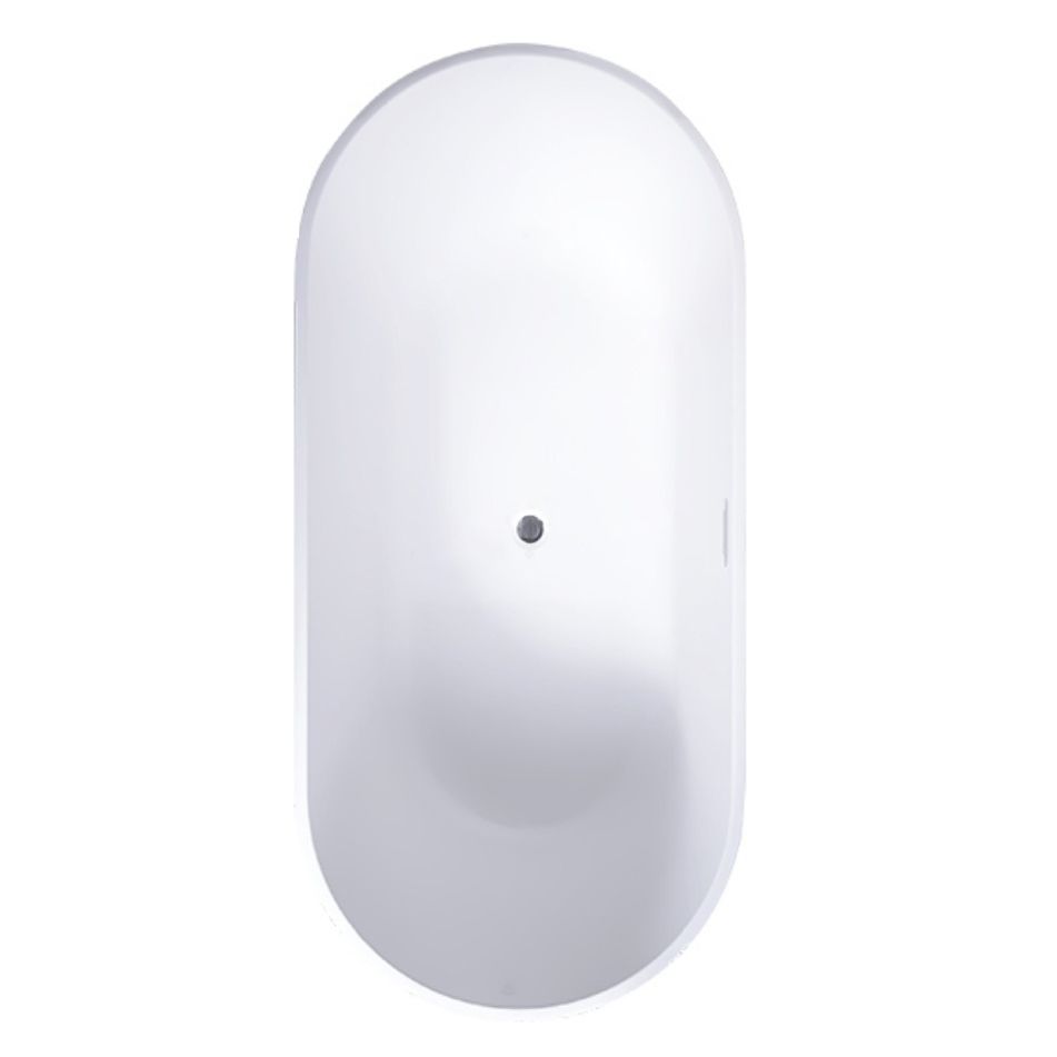 Modern White Stand Alone Bathtub Oval Acrylic Soaking Bathtub without Holes