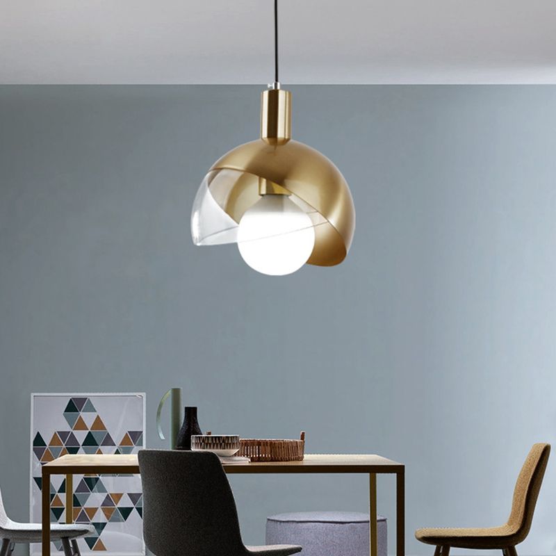 Post-modern Style Metal Suspension Pendant Light Glass Orb Shade Decorative Hanging Lamp in Gold