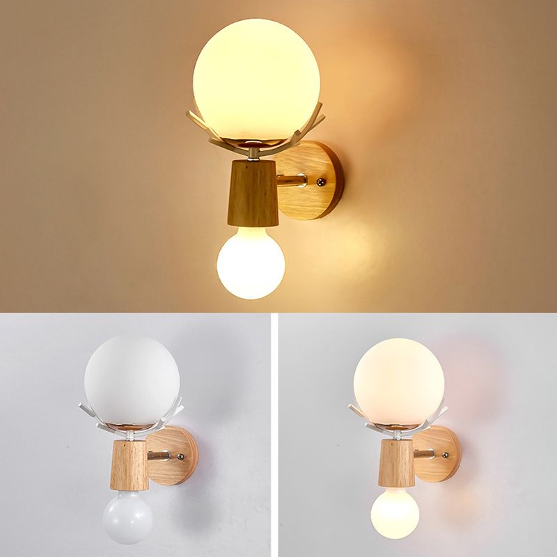 Nordic Style Vanity Light Antler Shape Vanity Lamp with Glass Shade for Shower Room