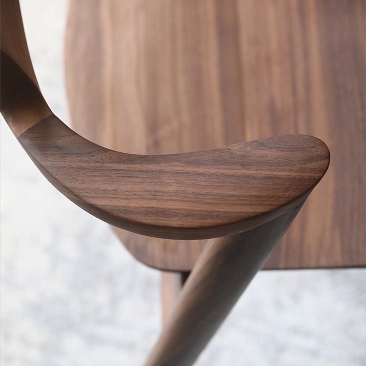 Inicio Silla de comedor de madera de estilo escandinavo Silla auxiliar de comedor con respaldo abierto y brazo