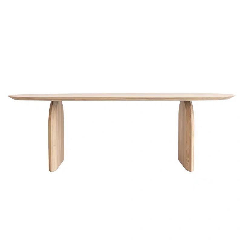 Contemporary Style Dining Table Oval Solid Wood Natural Dinette Table for Home Kitchen