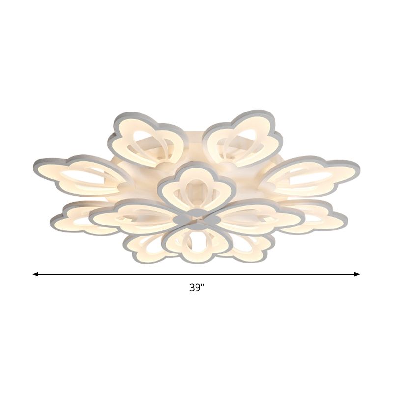 Brocco floreale a fiuto moderno acrilico moderno 3/5/9 luci camera da letto a filo a sfioramento del soffitto in bianco/calda/naturale luce