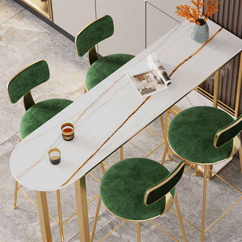 Glam Style Upholstered Counter Stool Armless Bar Stool with Footrest