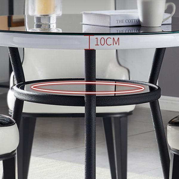Modern Round Glass Desktop Storable Dining Table for Dining Room