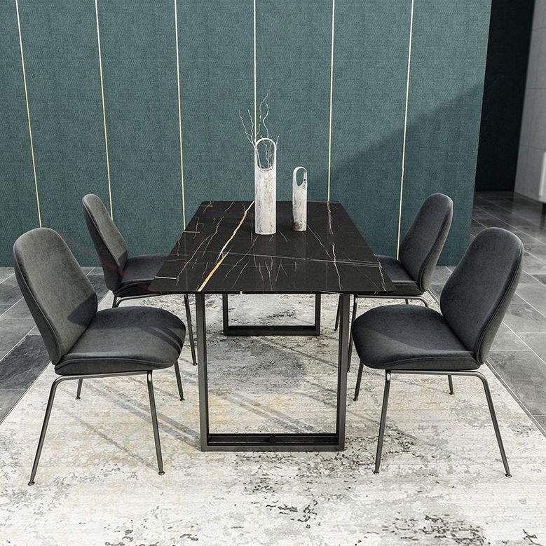 Modern 1/5/7 Pieces Dining Set Sintered Stone Dining Table with Leather Chairs
