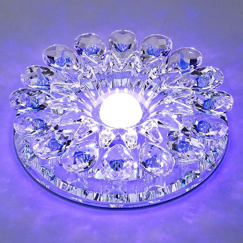 Plafonnier LED en cristal moderne à montage encastré, fleur violette, pour couloir