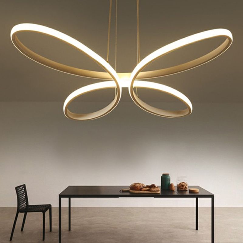 Goldene LED Kronleuchter Acryl LED Federung Licht moderne Stile für Wohnzimmer Schlafzimmer