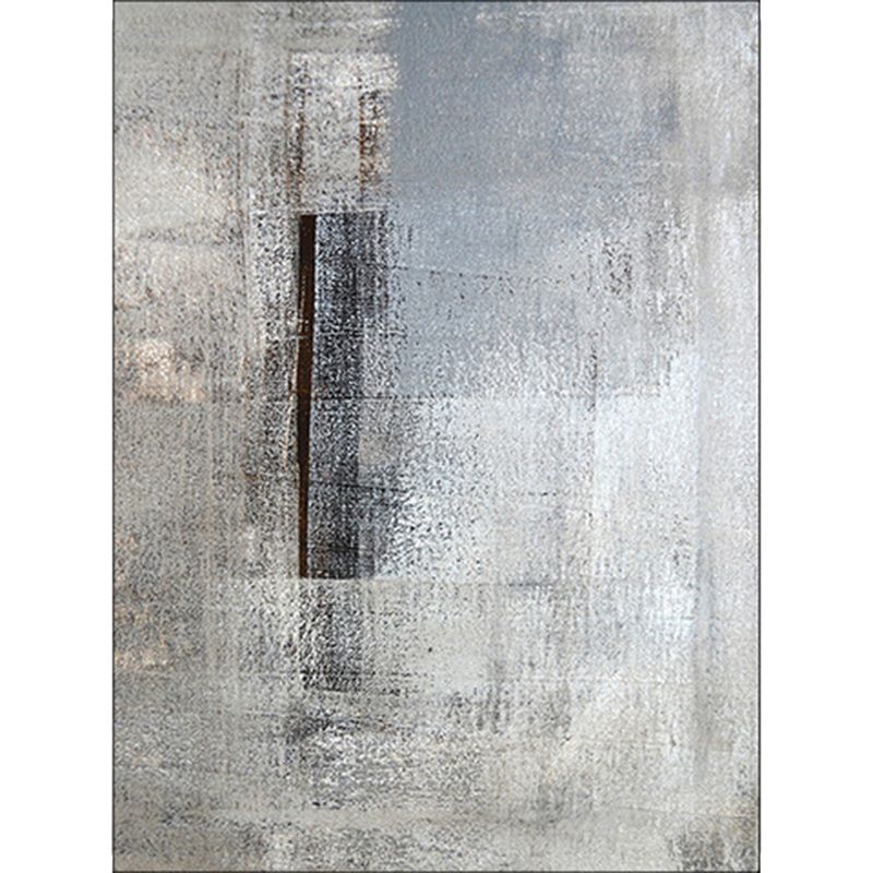 Grey and Khaki Contemporary Rug Polyester Abstract Rug Washable Non-Slip Backing Carpet for Living Room
