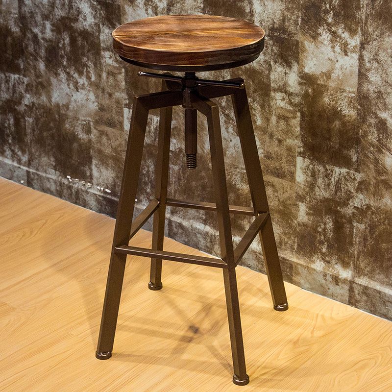 Round Seat Armless Bar Stool Modern Metal Legs Rotatable Bar Chair