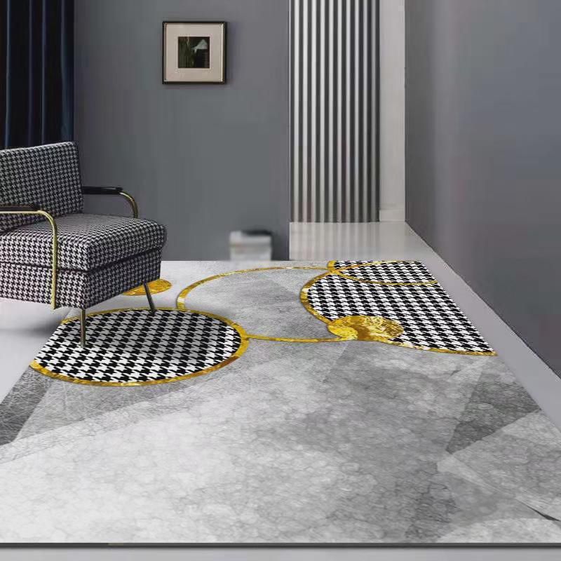 Dark Gray Modern Rug Polyester Graphic Indoor Rug Stain Resistant Rug for Living Room