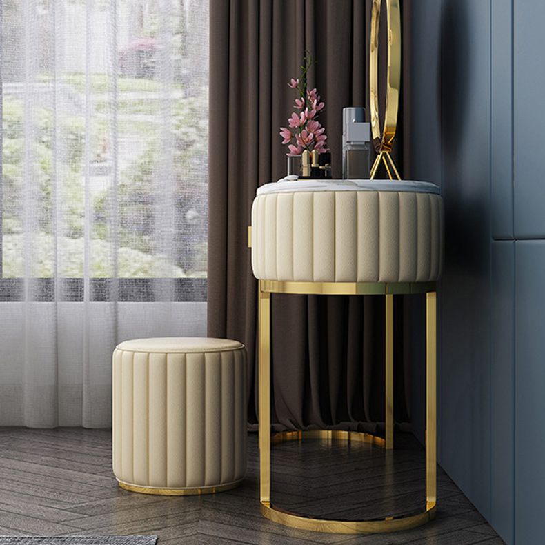 Glam Marble Top Make-up Vanity Dressing Table Set with a drawer