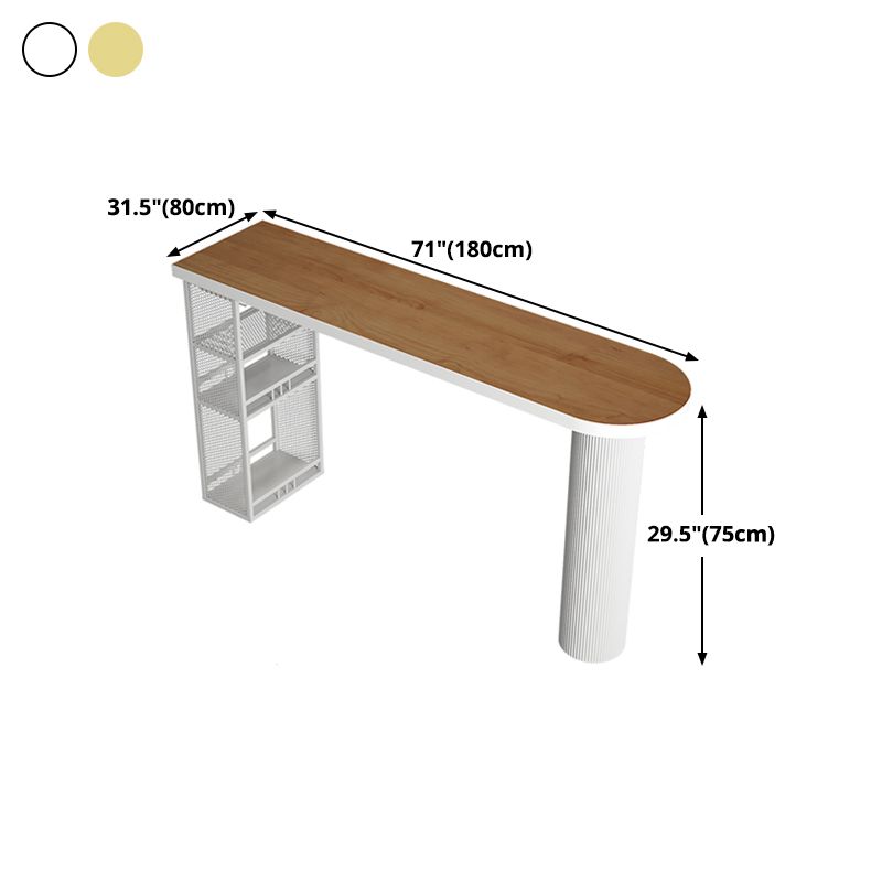 Metal Contemporary Freeform Dining Table Pine Wood Top Table