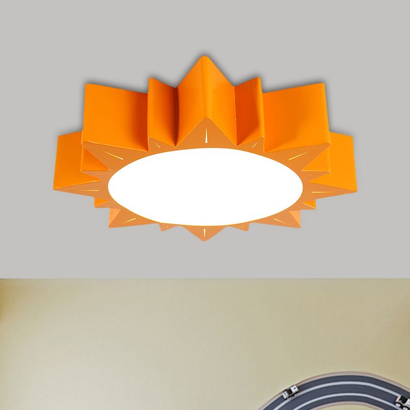 LED Kindergarten Flush Mount Children Red/Yellow/Blue Ceiling Light Fixture with Sun Acrylic Shade