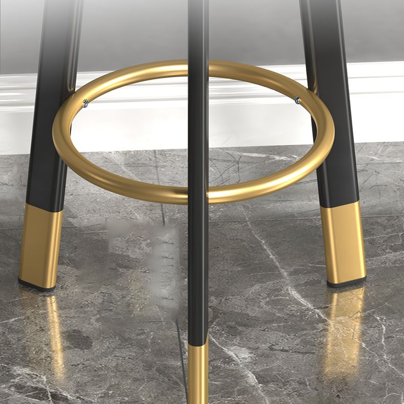 Modern Armless Backrest Counter Stool Steel Single Bar Stool with Cushion and Pedal