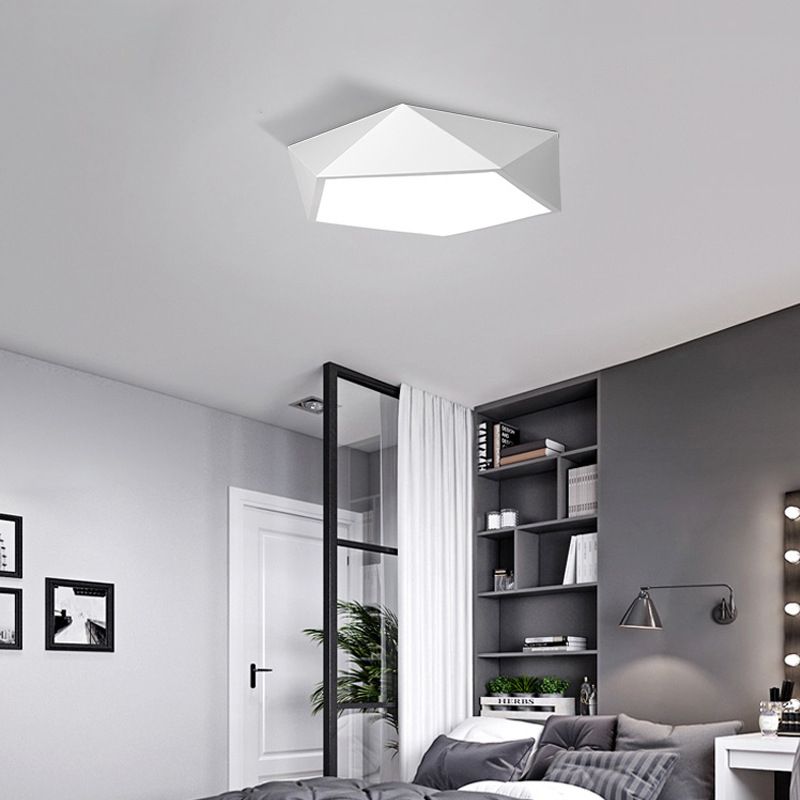 Modern Concise LED Ceiling Light Lacquered Iron Geometric Flush Mount with Acrylic Shade