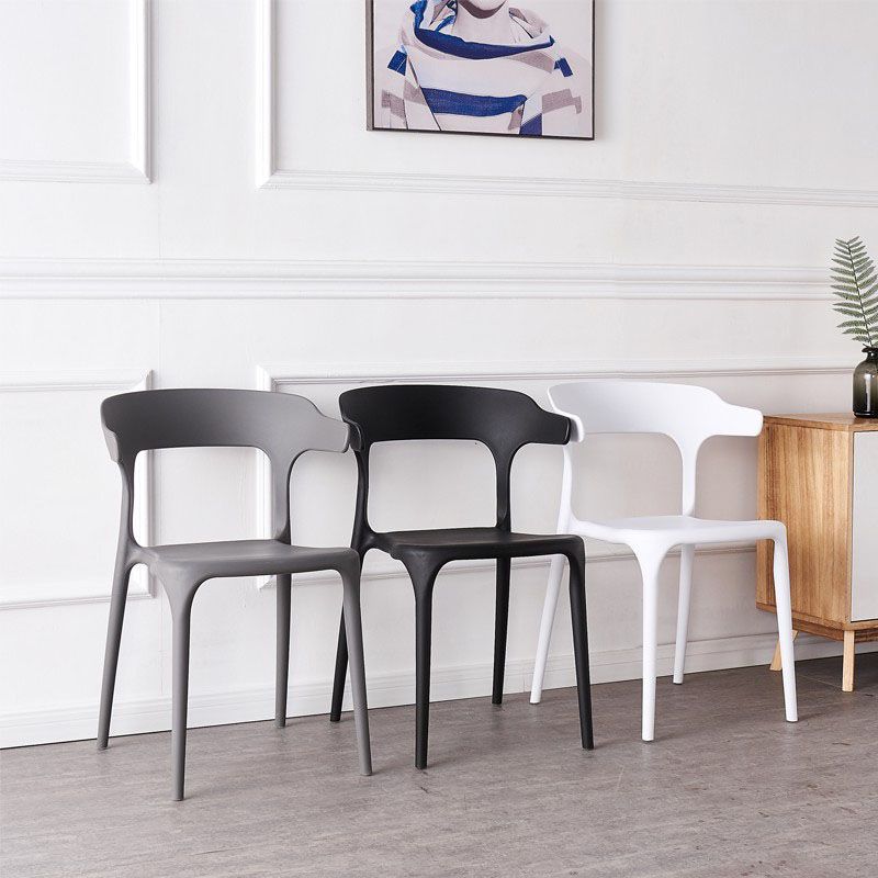 Silla contemporánea con respaldo abierto, sillas laterales sin brazos de comedor de plástico
