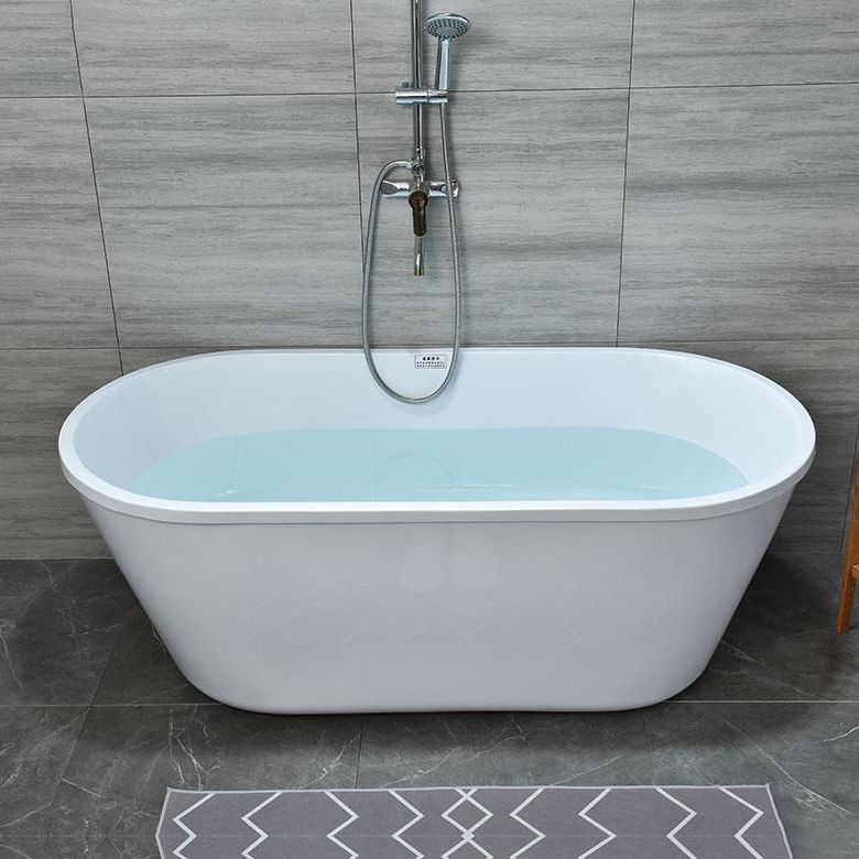 Acrylic Bath Soaking Back to Wall White Bathtub , 29.53-inch Wide