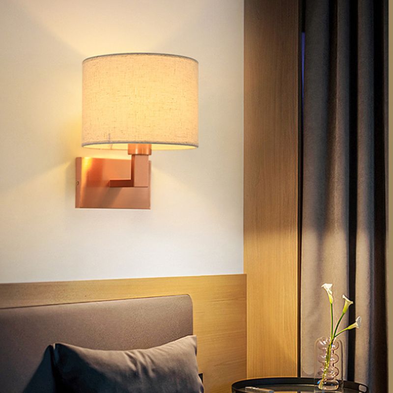 Cylinder Wall Lighting Modern Creative Fabric Wall Sconces in Gold