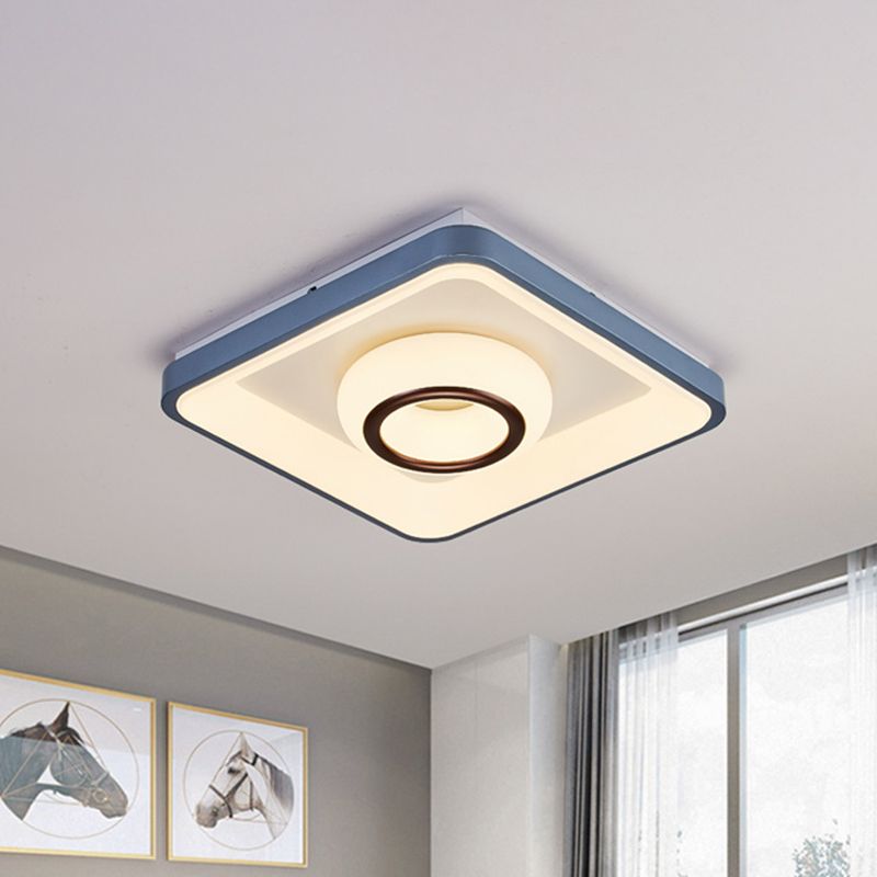 Triangle/Bubble/Circle Flush Mount Lamp Modern Acrylic Blue-White LED Ceiling Light with Square Frame