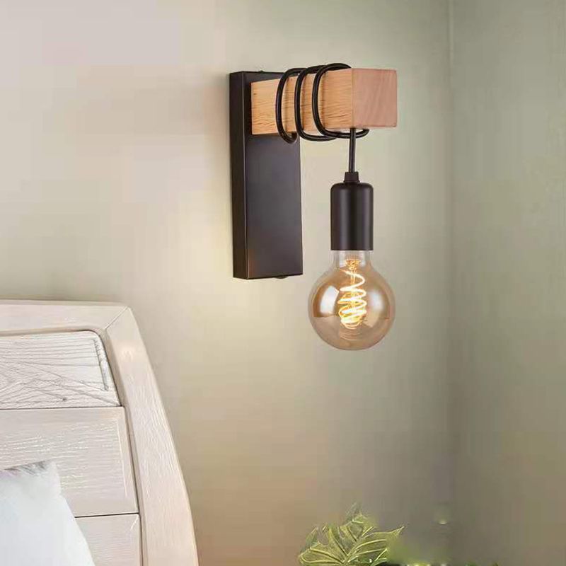 Simple Shape Wall Light Sconces Wood 1 Light Wall Lighting Fixtures for Bedroom