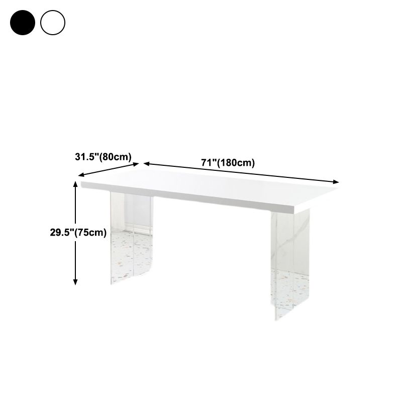 Base transparente Double guéridon moderne plateau en pierre Table de dîner cuisine maison