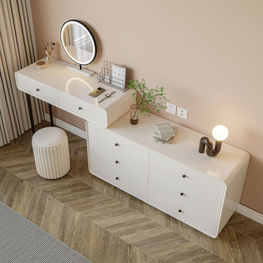 Modern Bedroom Vanity Dressing Table White Wood Makeup Vanity Desk with Drawer